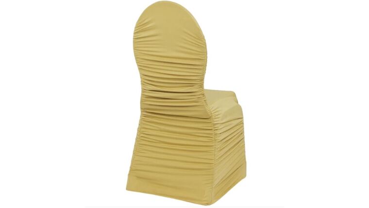 Ruched Fashion Spandex Banquet Chair Cover – Gold | Rental