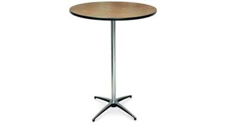 Cocktail Table – Round – High Boy – Natural Wood – 24″ | Rental