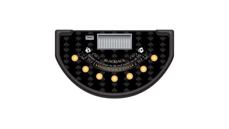 Blackjack – 6′ Casino Game Table Kit  – Black | Rental