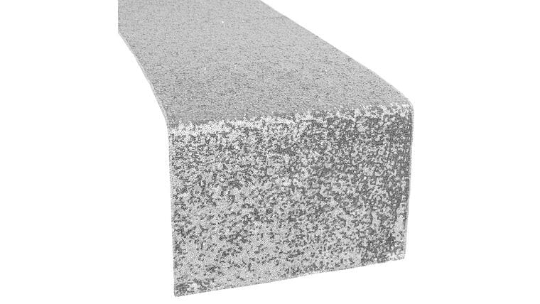 Glitz Sequin Table Runner – Silver | Rental