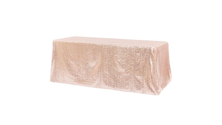 90″ x 132″ Blush/Rose Gold Sequin Tablecloth | Rental 90″ x 132″ Blush/Rose Gold Sequin Tablecloth | Rental