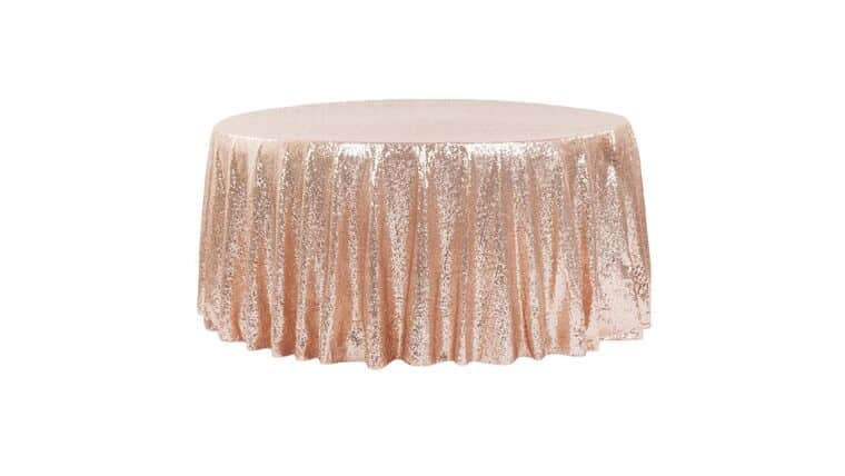 Glitz Sequins 108″ Round Tablecloth – Blush/Rose | Rental Glitz Sequins 108″ Round Tablecloth – Blush/Rose | Rental