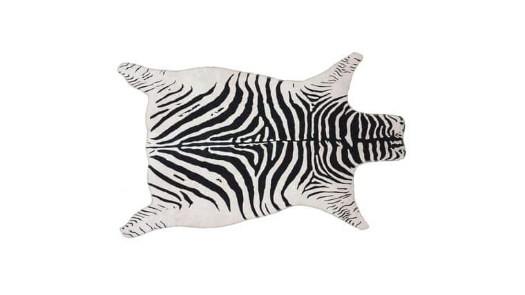 Samar Zebra Print Rug Rental | 3′ x 5′ | White/Black | Rental