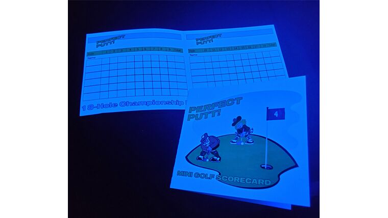 Black Light Folding Mini Golf Score Card | Purchase | Rental