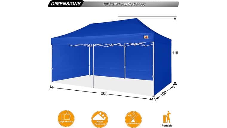 10′ x 20′ Commercial Pop Up Tent – Royal Blue | Rental