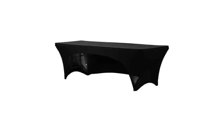 Spandex | Black | 8′ Rectangular Open Back Stretch Spandex Table Cover | Rental