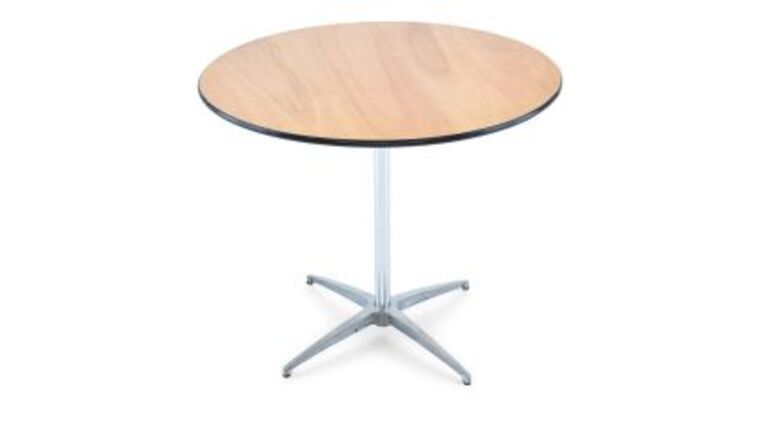 Cocktail Table – 30″ Round High Boy – Wood | Rental Cocktail Table – 30″ Round High Boy – Wood | Rental
