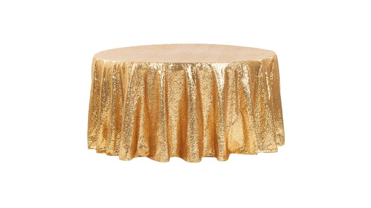 Glitz Sequins 108″ Round Tablecloth – Gold | Rental Glitz Sequins 108″ Round Tablecloth – Gold | Rental