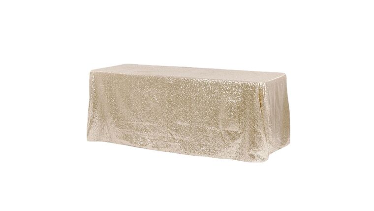 90″ x 132″ Champagne Sequin Tablecloth | Rental 90″ x 132″ Champagne Sequin Tablecloth | Rental