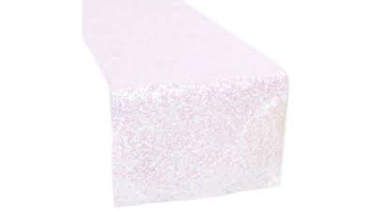 Glitz Sequin Table Runner – Iridescent White | Rental Glitz Sequin Table Runner – Iridescent White | Rental