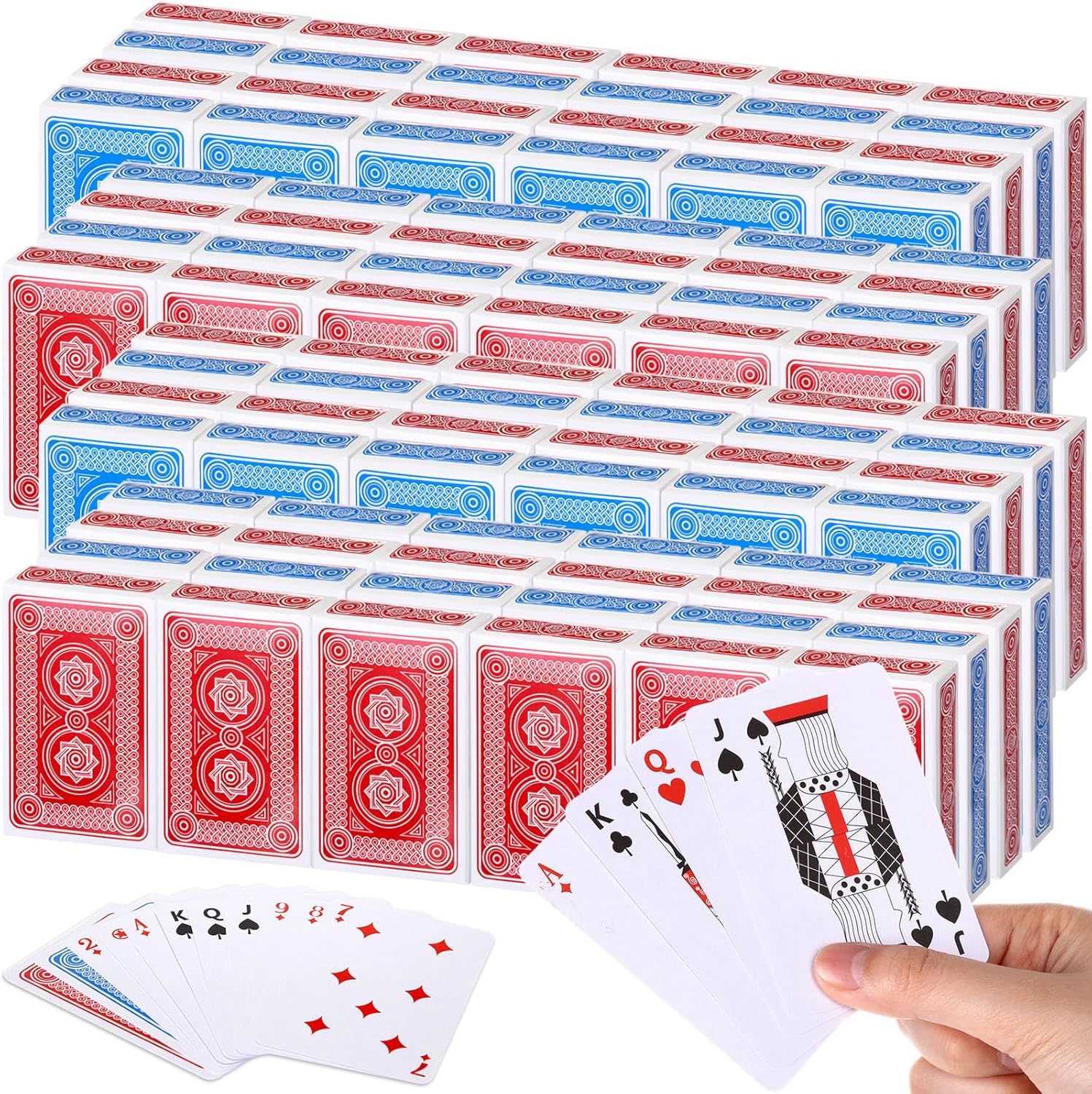 Zubebe 96 Pack Playing Cards Bulk Deck of Cards 2.25 Inch x 3.5 Inch Poker Size Standard Index Red and Blue Travel Playing Item for Activities Party Supplies Games Novelty Gift (Classic) : Toys & Games | Rental