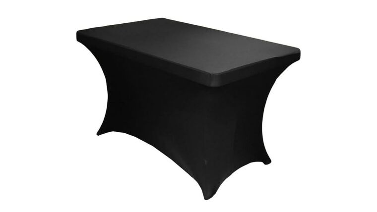 Spandex | Black | 48″ x 24″ x 30″ Rectangle Tablecloth | Rental Spandex | Black | 48″ x 24″ x 30″ Rectangle Tablecloth | Rental