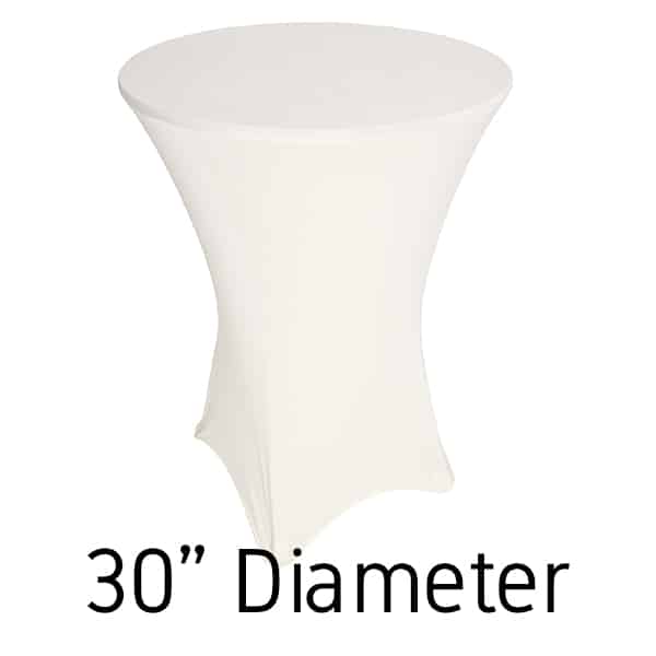 200 GSM Grade A Quality Spandex Hi-Boy Table Cover – Ivory – Cocktail Table – 30″ Diameter | Rental 200 GSM Grade A Quality Spandex Hi-Boy Table Cover – Ivory – Cocktail Table – 30″ Diameter | Rental