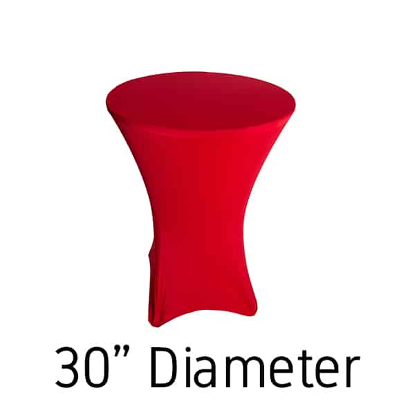 200 GSM Grade A Quality Spandex Hi-Boy Table Cover – Red – Cocktail Table – 30″ Diameter | Rental 200 GSM Grade A Quality Spandex Hi-Boy Table Cover – Red – Cocktail Table – 30″ Diameter | Rental