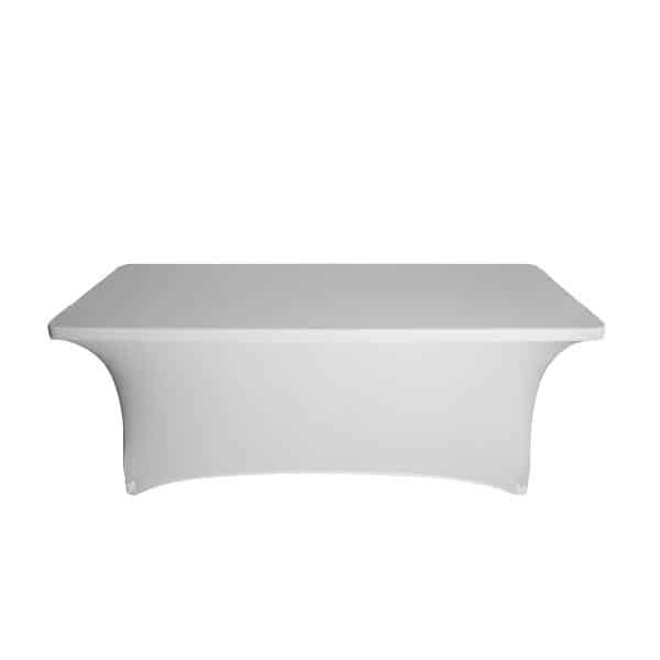 6ft Banquet 200 GSM Grade A Quality Spandex Table Cover – White | Rental 6ft Banquet 200 GSM Grade A Quality Spandex Table Cover – White | Rental