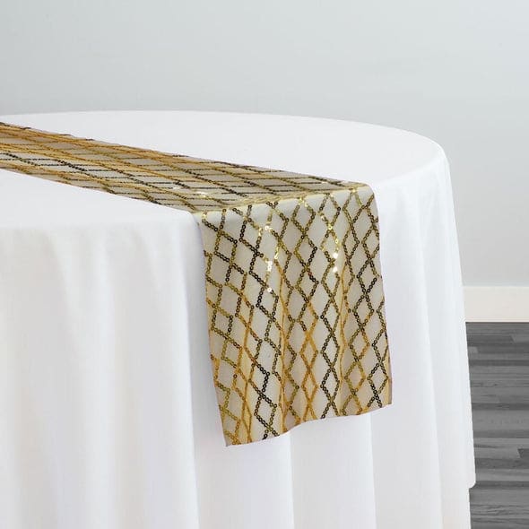 Vortex Sequins Table Runner in Gold | Rental
