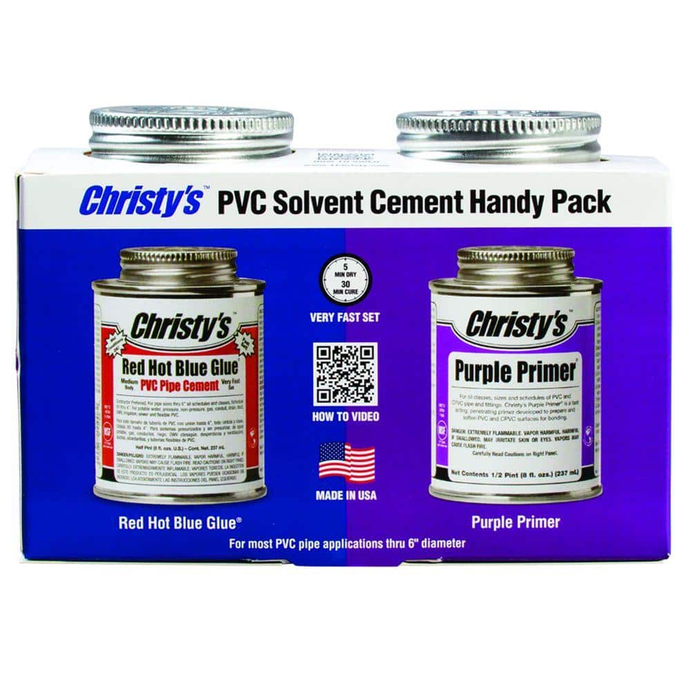 Christy’s — 8 oz. PVC Red Hot Blue Glue and Purple Primer Handy Pack | Rental