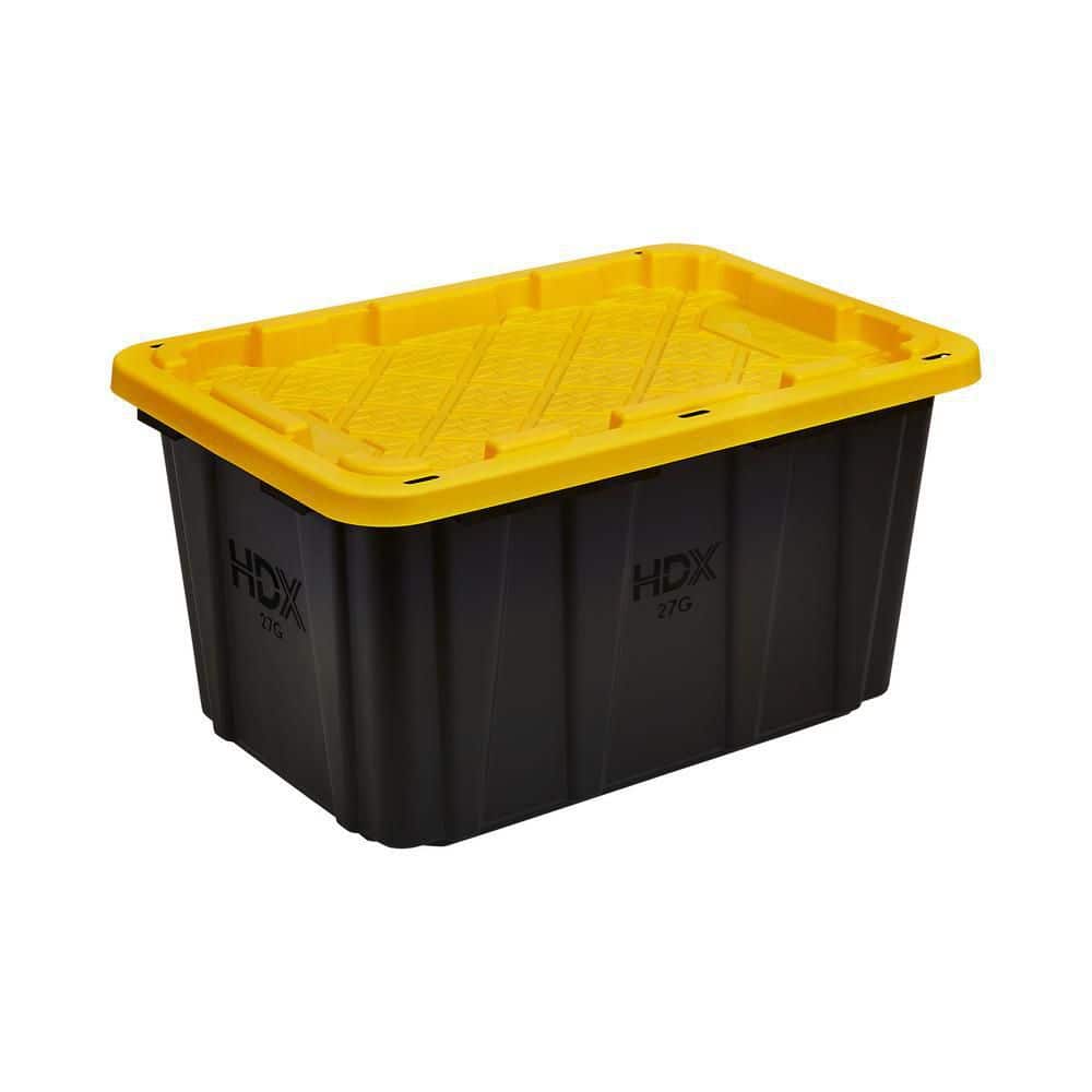 HDX — 27 Gal. Tough Storage Tote in Black and Yellow | Rental